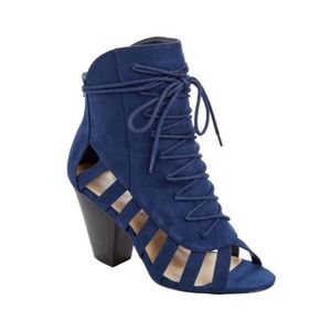 Caged Lace Up Suede Booties - Size 11W